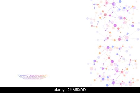 Vector illustration of molecular structure and genetic engineering, molecules DNA, neural network, scientific research. Abstract background for Stock Vector