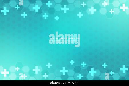 Vector illustration of a medical background with hexagons and crosses. Concepts and ideas for healthcare and medicine design Stock Vector