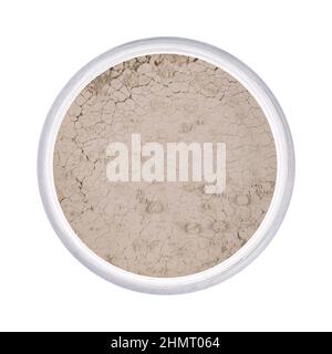 broken crumbled natural pink beige compact powder isolated on white background a Stock Photo