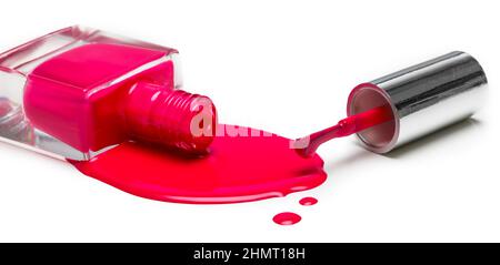 pink nail polish bottle on white background Stock Photo