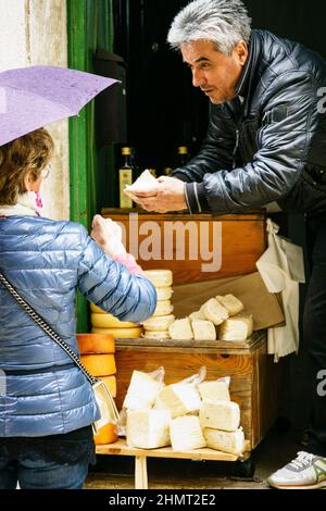 vendedor de queso artesano,Rovinj,peninsula de Istria, Croacia, europa Stock Photo