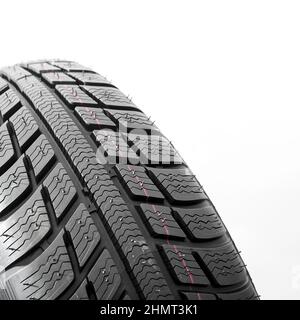 Winter Car tires close-up wheel profile structure on white background Stock Photo