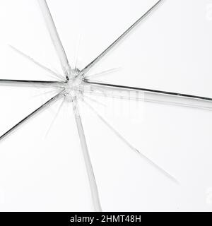 glass crack splitter Broken window on white gray background Stock Photo