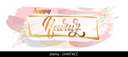 Nowruz holiday vector design elements. Novruz Persian New Year composition. Handwritten lettering. Stock Vector