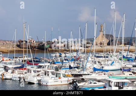 Shipwrecks in Camaret sur Mer harbour in Crozon peninsula; Brittany; France Stock Photo