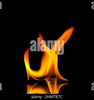 fire flames with reflection on black background Stock Photo