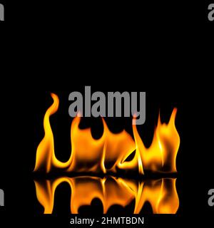 fire flames on black background Stock Photo