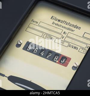 electricity meter measures the current consumed. save symbolfoto for electricity price and electricity Stock Photo