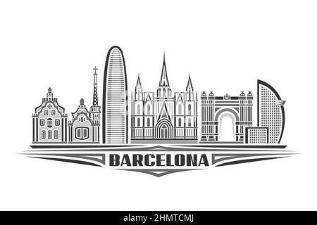 minimalist barcelona skyline black and white color block  Poster for Sale  by neopop