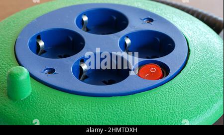 Electrical plug terminal on the table Stock Photo
