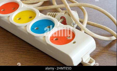 Electrical plug terminal on the table Stock Photo
