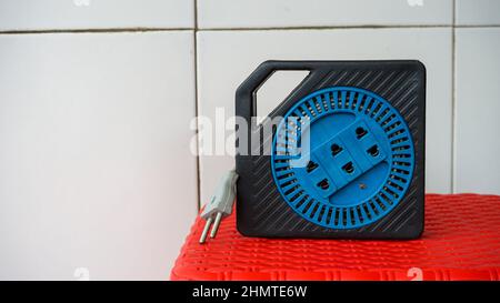 Electrical plug terminal on the table Stock Photo