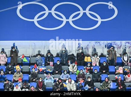 Beijing, China. 12th Feb, 2022. Olympics, ice hockey, preliminary round, group A, Germany - China, at the National Indoor Stadium, spectators watching the match. Credit: Peter Kneffel/dpa/Alamy Live News Stock Photo