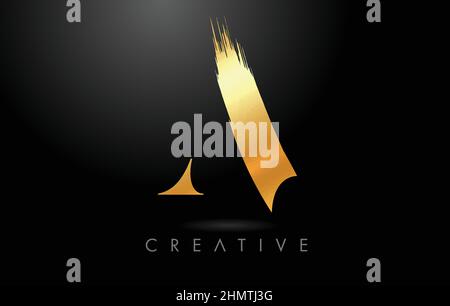 Golden K Brush Letter Logo with Gold Foil Texture Look. Artistic K ...
