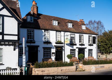 The Running Horses pub in Mickleham village, Surrey, England, UK, a 16th century inn Stock Photo