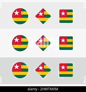 Togo flag icons set, vector flag of Togo. Three versions of icon. Stock Vector