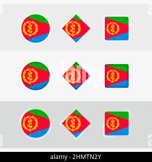 Eritrea flag icons set, vector flag of Eritrea. Three versions of icon. Stock Vector