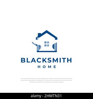 Blacksmith house logo design, symbol, icon, design template Stock Vector