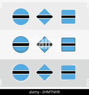Botswana flag icons set, vector flag of Botswana. Three versions of icon. Stock Vector