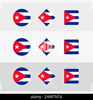 Cuba flag icons set, vector flag of Cuba. Three versions of icon. Stock Vector