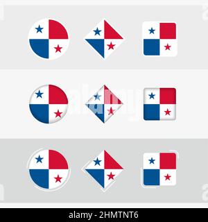 Panama flag icons set, vector flag of Panama. Three versions of icon. Stock Vector