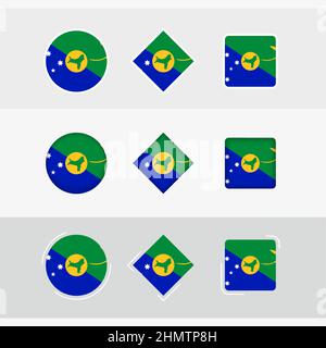 Christmas Island flag icons set, vector flag of Christmas Island. Three versions of icon. Stock Vector