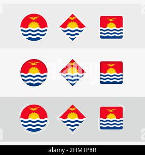 Kiribati flag icons set, vector flag of Kiribati. Three versions of icon. Stock Vector