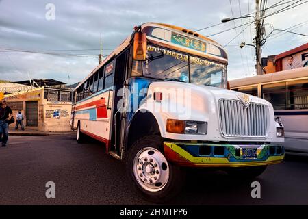 Chicken bus in San Salvador, El Salvador Stock Photo