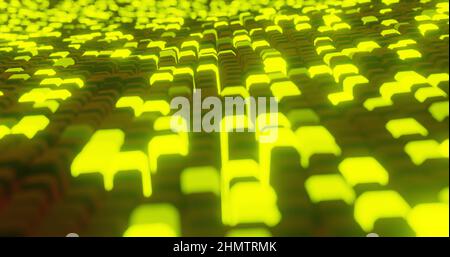 3d render, abstract background glowing buttons cubes geometry, digital modern background Stock Photo
