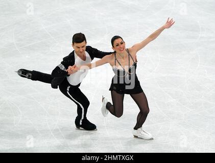 Italy's Marco Fabbri and Charlene Guignard during the Ice Dance - Rhythm Dance at the Capital Indoor Stadium on day eight of the Beijing 2022 Winter Olympic Games, Beijing, China. Picture date: Saturday February 12, 2022. Stock Photo