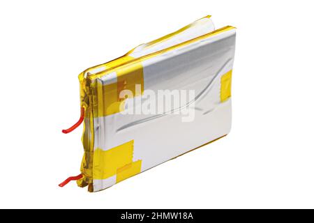 swollen double Li-ion battery pack isolated on white background Stock Photo