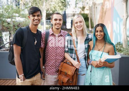 The best part of campus are my friends Stock Photo
