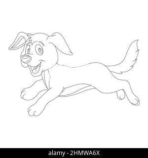 Cute puppy dog outline coloring page for kids animal coloring page cartoon vector illustration Stock Vector