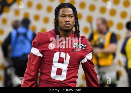 Alabama wide receiver John Metchie III (8) walks off the field after ...