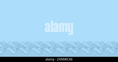 Banner with blue paper waves. Abstract background with place for text. Sea waves pattern. High quality photo Stock Photo