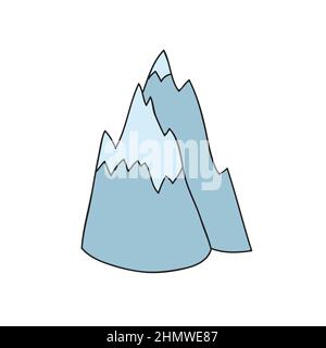 Mountains. Hand drawn rocky peaks. Simple vector illustration on white Stock Vector