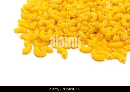 Elbow macaroni noodels on white Stock Photo