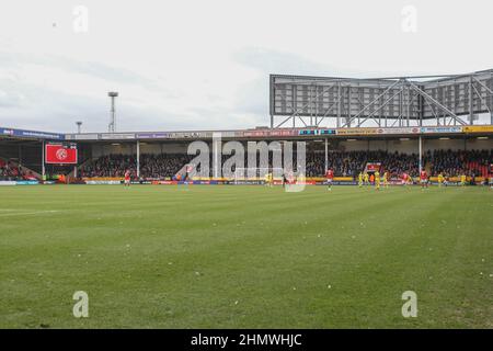 Walsall, UK. 12th Feb, 2022. General view of Tranmere fans in the away end during the Sky Bet League Two match between Walsall and Tranmere Rovers at Bescot Stadium on February 12th 2022 in Walsall, England. (Photo by Richard Ault/phcimages.com) Credit: PHC Images/Alamy Live News Stock Photo