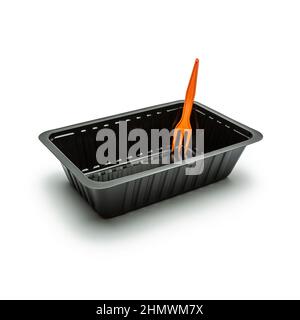 Fries Shell black fries shell with fries fork Stock Photo - Alamy