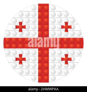 Glass light ball with flag of Georgia. Round sphere, template icon. Georgian national symbol. Glossy realistic ball, 3D vector illustration. Trendy Stock Vector