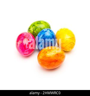 painted easter eggs on white Stock Photo
