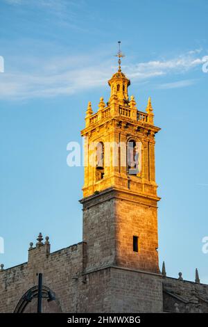 VALENCIA , SPAIN - DECEMBER 6, 2021: historical buildings in Valencia old town Stock Photo