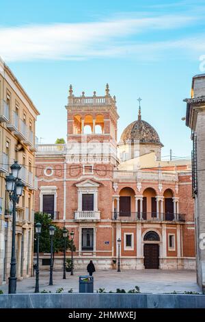 VALENCIA , SPAIN - DECEMBER 6, 2021: historical buildings in Valencia old town Stock Photo