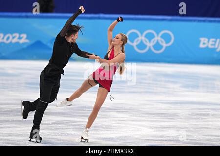 Beijing, China. 12th Feb, 2022. Alexandra Stepanova and Ivan Bukin of Russia, perform during the Figure Skating Ice Dance Rhythm competition in the Capital Indoor Stadium at the Beijing 2022 Winter Olympics on Saturday, February 12, 2022. Photo by Richard Ellis/UPI Credit: UPI/Alamy Live News Stock Photo