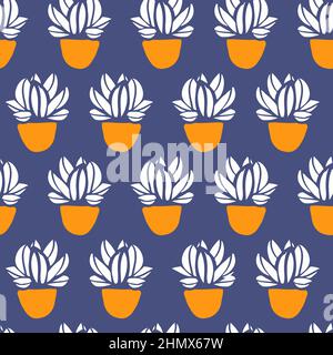 Cactus pastel color seamlees pattern, summer background Stock Vector