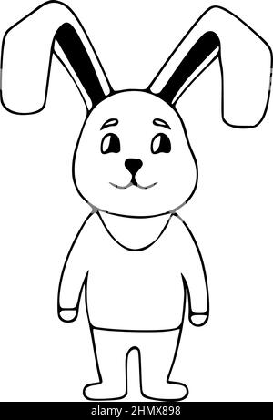 Cute rabbit doodle icon. Cute pets vector art on white background. Stock Vector
