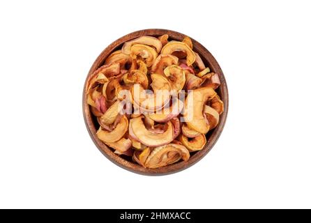 Dried apples in a bowl on white background Stock Photo
