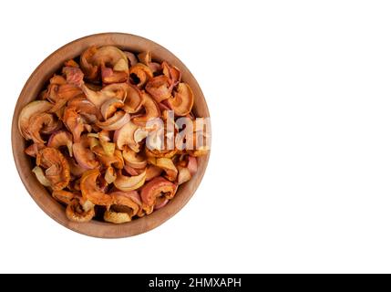 Dried apples in a bowl on white background Stock Photo