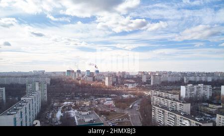 City blocks and thermal power plant Stock Photo