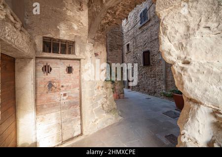 Italy, Tuscany, Arezzo, the Subbiano village, the castle. Stock Photo